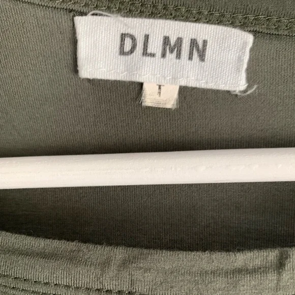 DLMN Women's Ruffle Sleeve Top - Olive Green - Picture 3 of 3